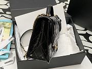 Chanel Small Flap Bag With Top Handle Black Patent Leather Size 25x21x7 cm - 5