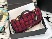 Chanel Small Flap Bag With Top Handle Red Wool Tweed AS3653 size 25cm - 5