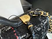 Chanel Small Flap Bag With Top Handle Black Wool Tweed AS3653 size 25cm - 5