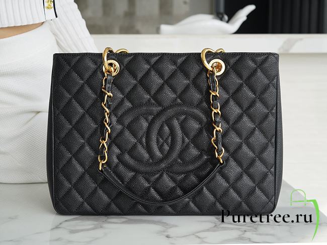 Chanel Grand Shopping Tote Black Caviar Leather Gold Hardware 33cm  - 1