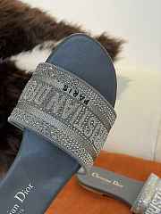 Dior DWAY SLIDE Deep Gray Embroidered Cotton - 6