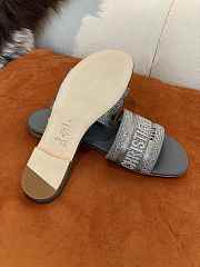 Dior DWAY SLIDE Deep Gray Embroidered Cotton - 4