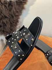 Hermès Oran Stud h cut-out sandals in calf leather Black - 6