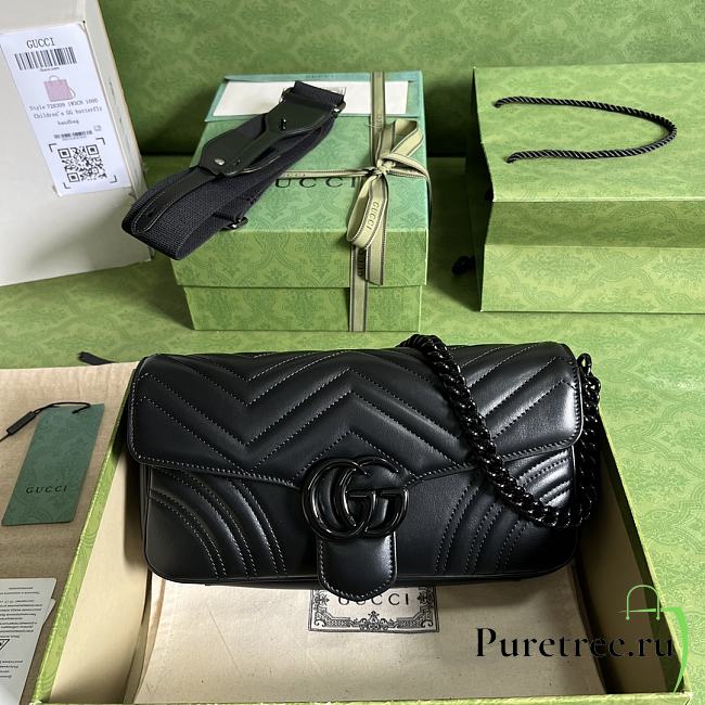 Gucci GG Marmont Shoulder Bag Black Leather 734814 size 26.5x13x7 cm - 1