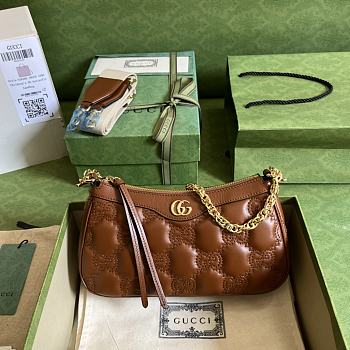 Gucci GG Matelassé Handbag Brown 735049 size 25x15x8 cm