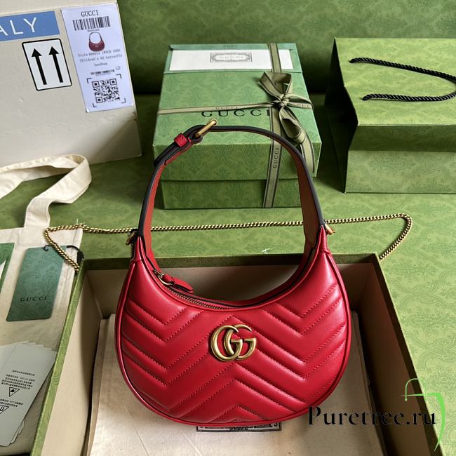 Gucci GG Marmont Half-Moon-Shaped Mini Bag Red size 21 x 11 x 5 cm - 1