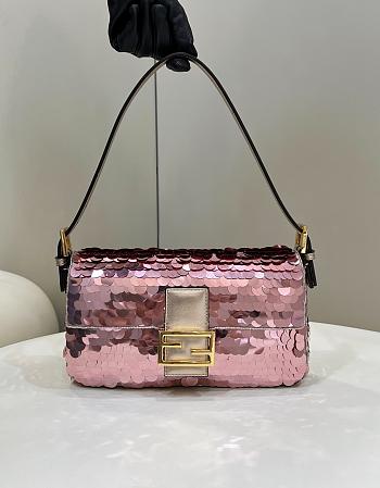 Fendi Baguette 1997 Pink Leather & Sequinned Bag 27x5x14 cm