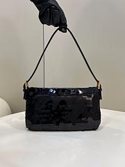 Fendi Baguette 1997 Black Leather & Sequinned Bag 27x5x14 cm - 5