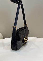 Fendi Baguette 1997 Black Leather & Sequinned Bag 27x5x14 cm - 3