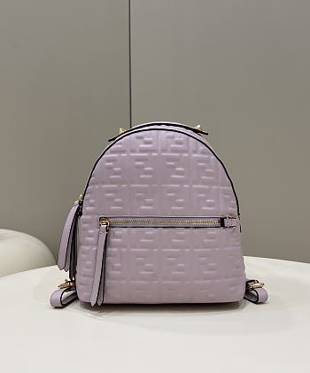 Fendi Backpack FF Embossed Leather Purple size 22x10x22 cm