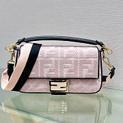 Fendi Baguette canvas FF White & Pink bag | 8372 - 1