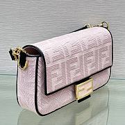 Fendi Baguette canvas FF White & Pink bag | 8372 - 3