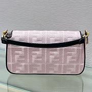 Fendi Baguette canvas FF White & Pink bag | 8372 - 4