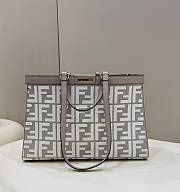 Fendi X-Tote Grey Houndstooth Wool Shopper With FF Embroidery - 1