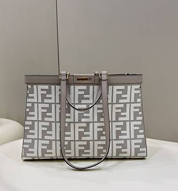 Fendi X-Tote Grey Houndstooth Wool Shopper With FF Embroidery
