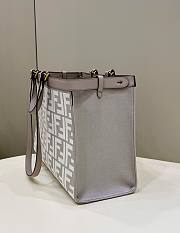 Fendi X-Tote Grey Houndstooth Wool Shopper With FF Embroidery - 4