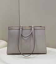 Fendi X-Tote Grey Houndstooth Wool Shopper With FF Embroidery - 3