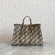 Fendi X-Tote Brown Houndstooth Wool Shopper With FF Embroidery - 1