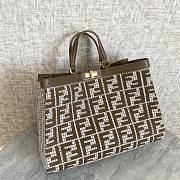 Fendi X-Tote Brown Houndstooth Wool Shopper With FF Embroidery - 4