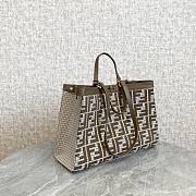 Fendi X-Tote Brown Houndstooth Wool Shopper With FF Embroidery - 5