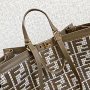 Fendi X-Tote Brown Houndstooth Wool Shopper With FF Embroidery - 6