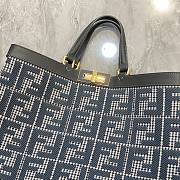 Fendi X-Tote Navy Blue Houndstooth Wool Shopper With FF Embroidery - 6