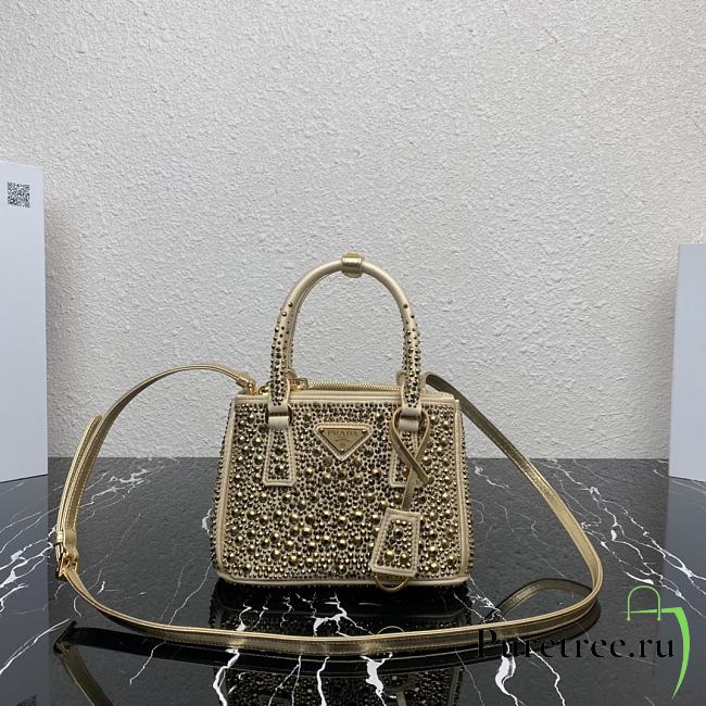 Prada Galleria Satin Mini-Bag With Crystals Platinum size 20 x 14.5 x 9.5 cm - 1