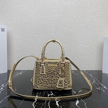 Prada Galleria Satin Mini-Bag With Crystals Platinum size 20 x 14.5 x 9.5 cm