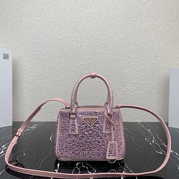 Prada Galleria Satin Mini-Bag With Crystals Alabaster Pink size 20 x 14.5 x 9.5 cm