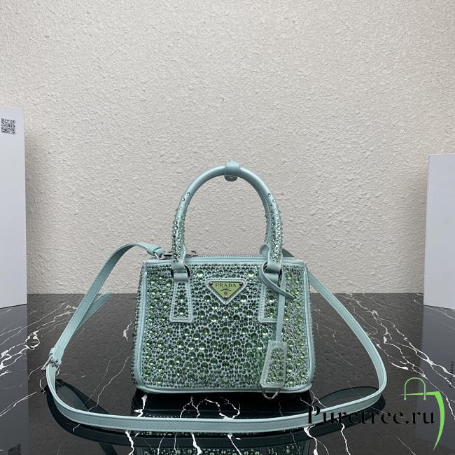 Prada Galleria Satin Mini-Bag With Crystals Green size 20 x 14.5 x 9.5 cm - 1