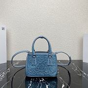 Prada Galleria Satin Mini-Bag With Crystals Blue size 20 x 14.5 x 9.5 cm - 2