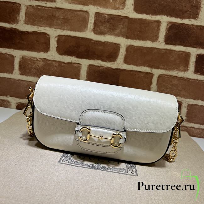 Gucci Horsebit 1955 Small Shoulder Bag size White Leather 23.5x13x7 cm - 1