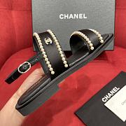 Chanel Satin & Imitation Pearls Sandals Black - 6
