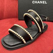 Chanel Satin & Imitation Pearls Sandals Black - 4