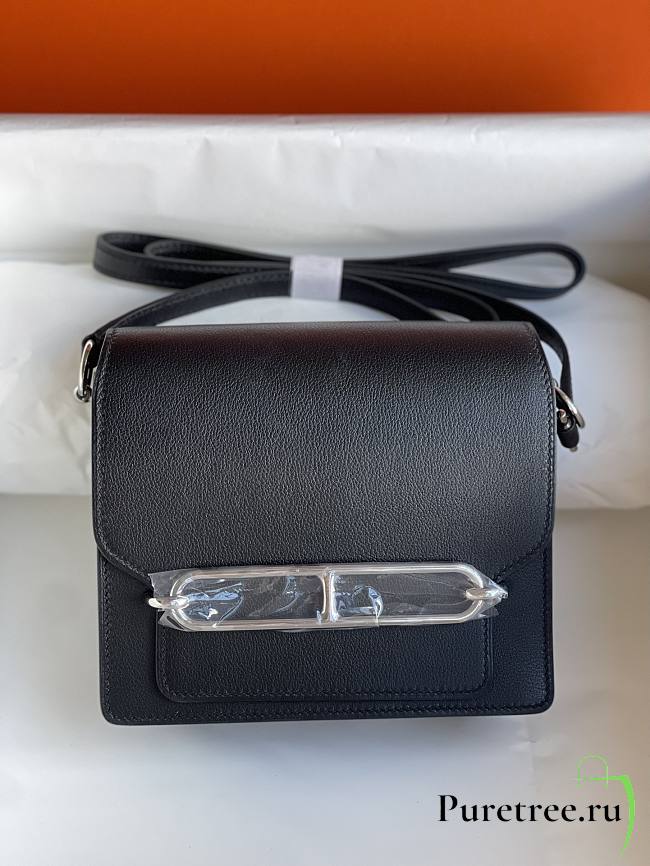 Hermes Roulis Mini Bag Black & Silver Hardware size 19cm - 1
