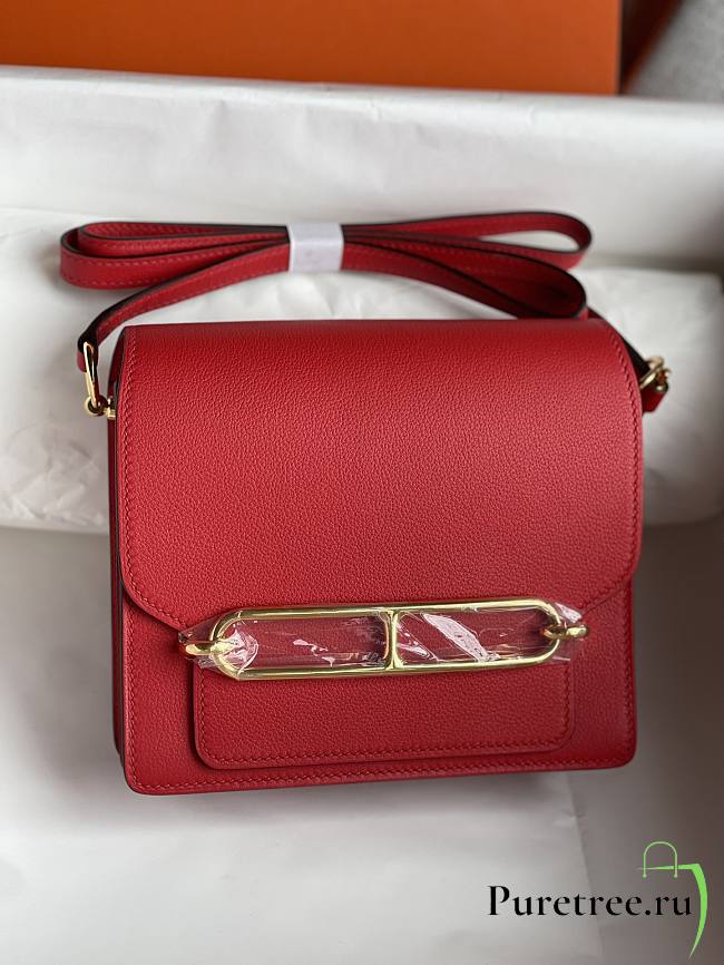 Hermes Roulis Mini Bag Red & Golden Hardware size 19cm - 1