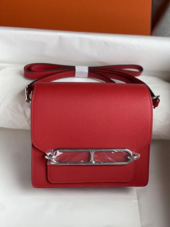 Hermes Roulis Mini Bag Red & Silver Hardware size 19cm