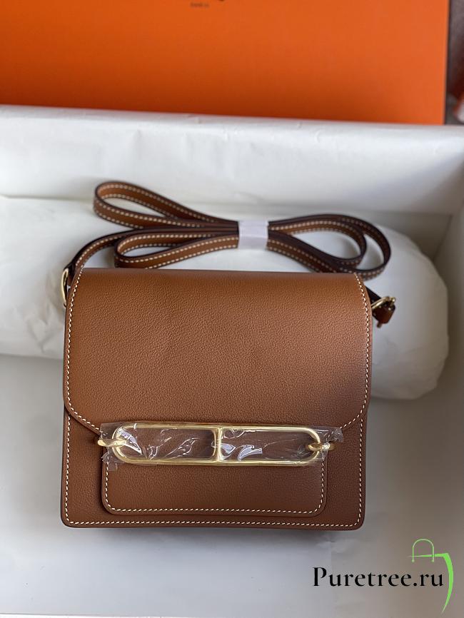 Hermes Roulis Mini Bag Brown & Golden Hardware size 19cm - 1