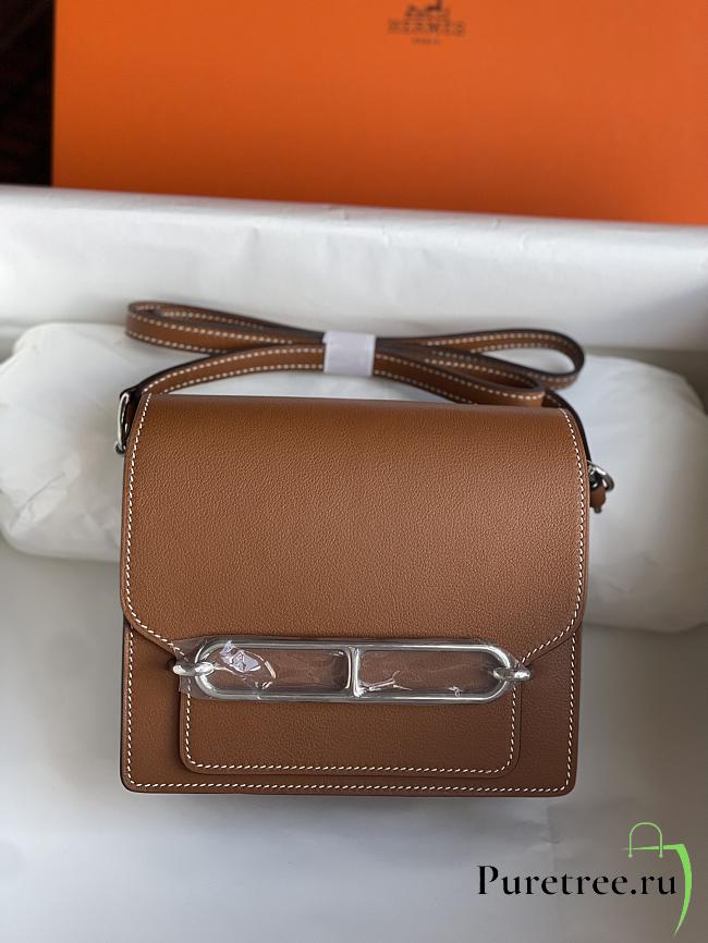 Hermes Roulis Mini Bag Brown & Silver Hardware size 19cm - 1