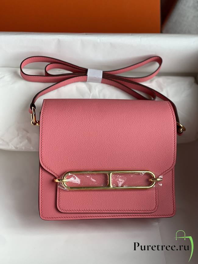 Hermes Roulis Mini Bag Pink & Golden Hardware size 19cm - 1