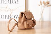 Chanel Small Backpack Grained Shiny Calfskin & Gold-Tone Metal Brown - 6
