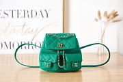 Chanel Small Backpack Grained Shiny Calfskin & Gold-Tone Metal Green - 1