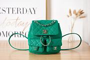Chanel Backpack Grained Shiny Calfskin & Gold-Tone Metal Green 21x20x12 cm - 1