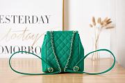 Chanel Backpack Grained Shiny Calfskin & Gold-Tone Metal Green 21x20x12 cm - 5