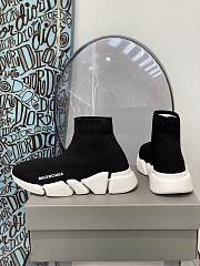 Balenciaga Speed 2.0 Recycled Knit Trainers With Transparent Sole In Black/White - 5
