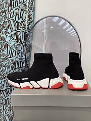Balenciaga Speed 2.0 Clear Sole Recycled Knit Trainers Black/White/Red - 5