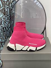 Balenciaga Speed 2.0 Clear Sole Recycled Knit Trainers Pink/White/Black - 1