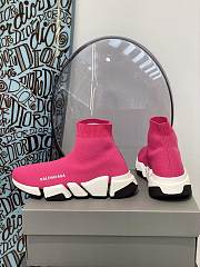 Balenciaga Speed 2.0 Clear Sole Recycled Knit Trainers Pink/White/Black - 6