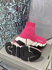 Balenciaga Speed 2.0 Clear Sole Recycled Knit Trainers Pink/White/Black - 2