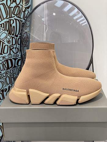 Balenciaga Speed 2.0 Recycled Knit Trainers In Beige